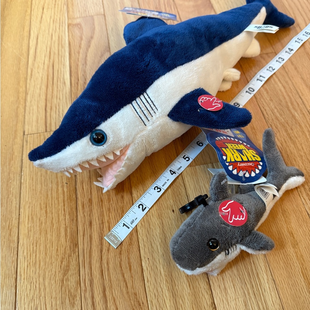 Discovery Shark Week Blue and Gray Stuffed Shark 16” and 7”Collection